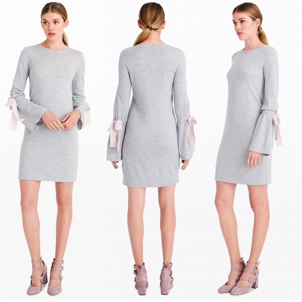 Club Monaco Sohrab Sweater dress grey with white ribbons XS